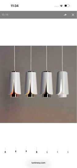 Modern White Pendant Light with Metal Interior