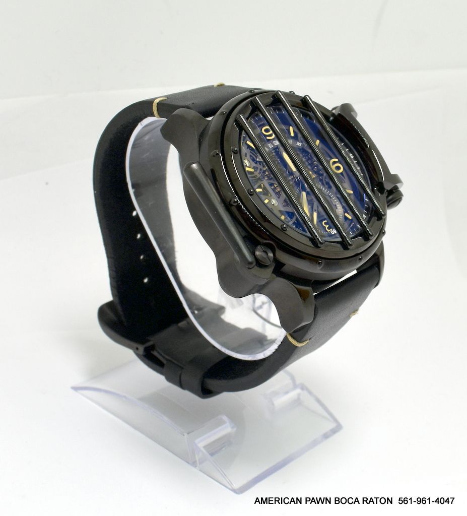 Invicta Vintage Crossbar Black Dial Black Leather Men's 52mm Watch 20256  Swiss