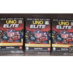 (3) Uno Elite NFL 2024 Core Edition Draft Pack 56 Cards In Each Pack NIB