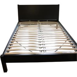 Ikea Nyvoll Queen Bedframe in Black-Brown