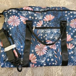 Navy Floral Duffle/gym Bag