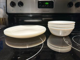 Both "4 of 10"" Stoneware Westfield Dinner Plate White - Threshold " and  4 of Coupe Cereal Bowl 27oz White - Threshold™: