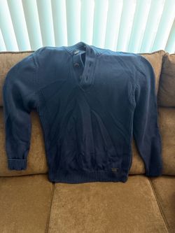 Navy Blue Knit Henley Sweater