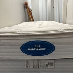 Solid Wood Bed Frame with Headboard, Footboard & Two Mattresses – Great Condition