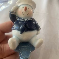 Vintage Sailor Snowman Christmas Ornament - Navy/Maritime Theme