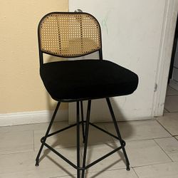 Black Rattan Back Bar Stool