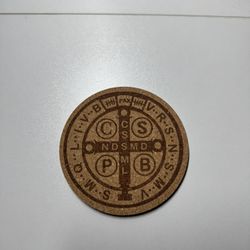 Engraved St Benedict Cork Coaster 