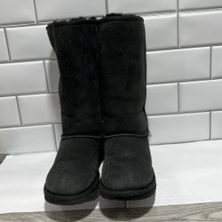 Ugg Australia Black Sheepskin Leather Tall Boots size 3 1017713K