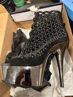 Black Studded Platform Stiletto Ankle Bootie