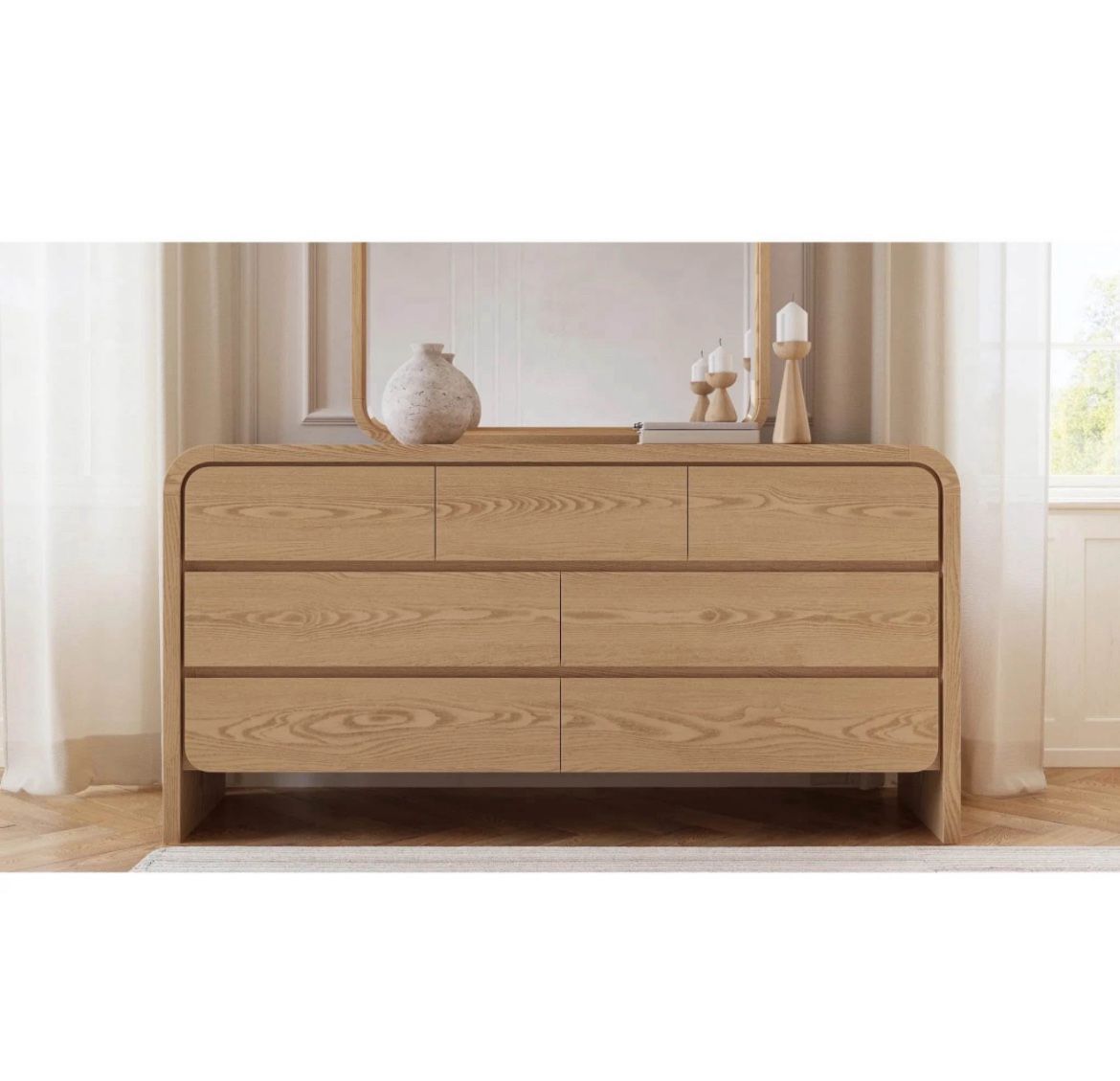 New modern light oak dresser with rounded edges, rounded wood dresser, free  delivery oak dresser