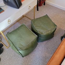 2 Green Louis Donné Pouf Ottomans