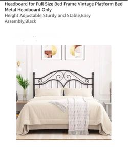 Headboard for Full Size Bed Frame Vintage Platform Bed Metal Headboard Only Height Adjustable, Sturdy and Stable, Easy Assembly,Black New in box