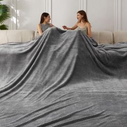 COOVA Seamless Big Blanket 120x120 Inch 3D Jacquard Huge Blanket - Cozy Extra Large for Bed, Oversized King for Family Use, Giant 10x10ft for Couch, T