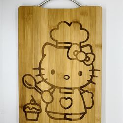 HelloKitty bake laser engraved bamboo high quality cuttingboard