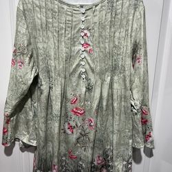 Women’s XXXL top Floral pattern Green & pink