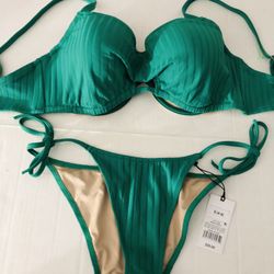 New Stunning Green Bikini Bottom S Top 34C New with tags 