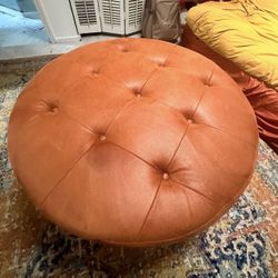XL Ottoman. 36” . Burnt orange. Boho . Tufted Ottoman. Storage Ottoman