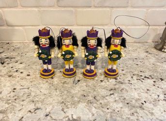 Lakers Basketball Nutcracker Christmas Ornaments, Set Of 4