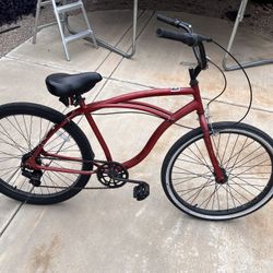 Red Beach Cruiser commuter Bike