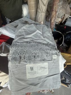 King Size Linen Grey Shabby Chic Duvet Cover 