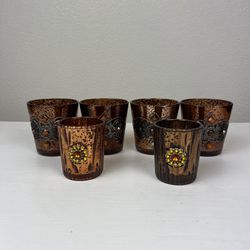 6 Royal Brown Candle Holders 