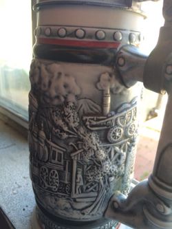 Age of iron horse ceramic stein