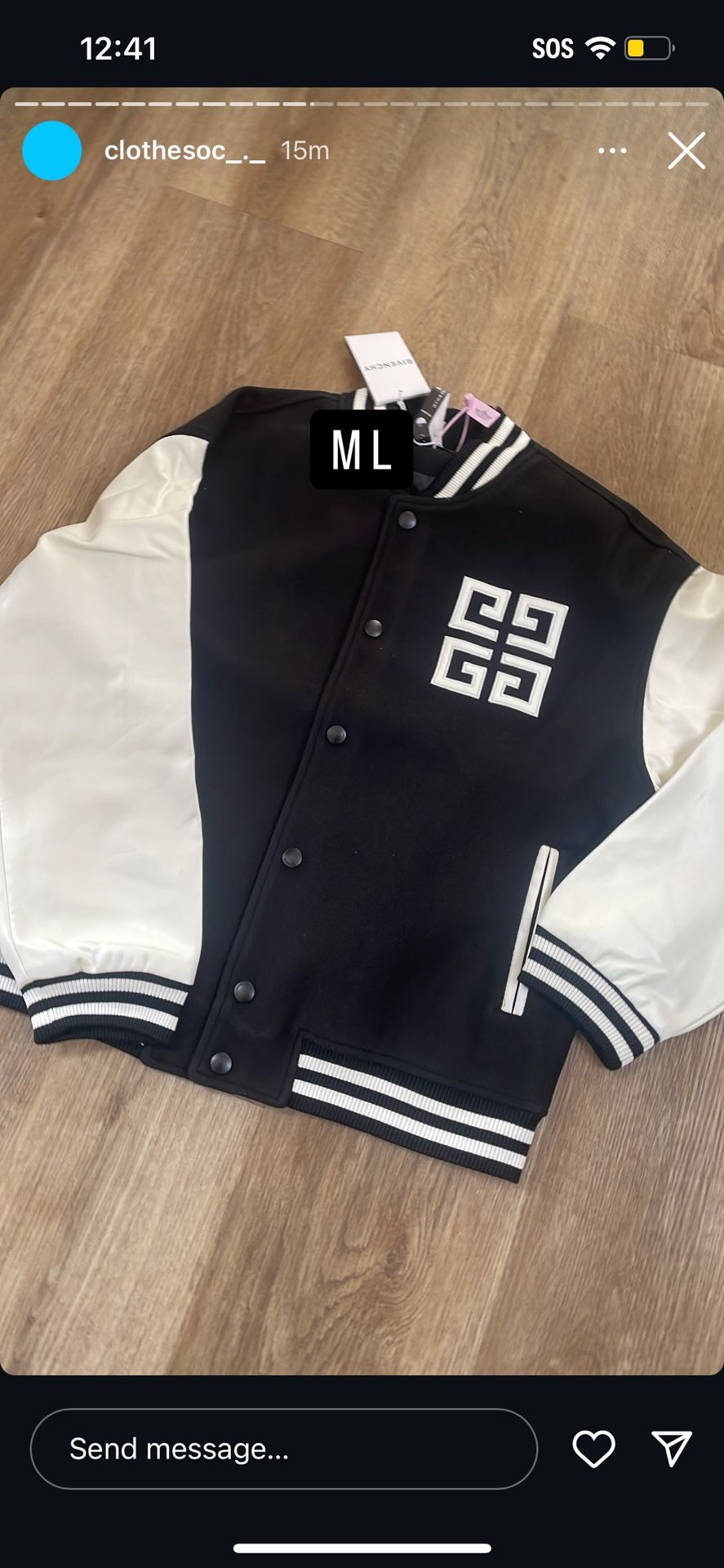 Varsity Jacket Leather Black White