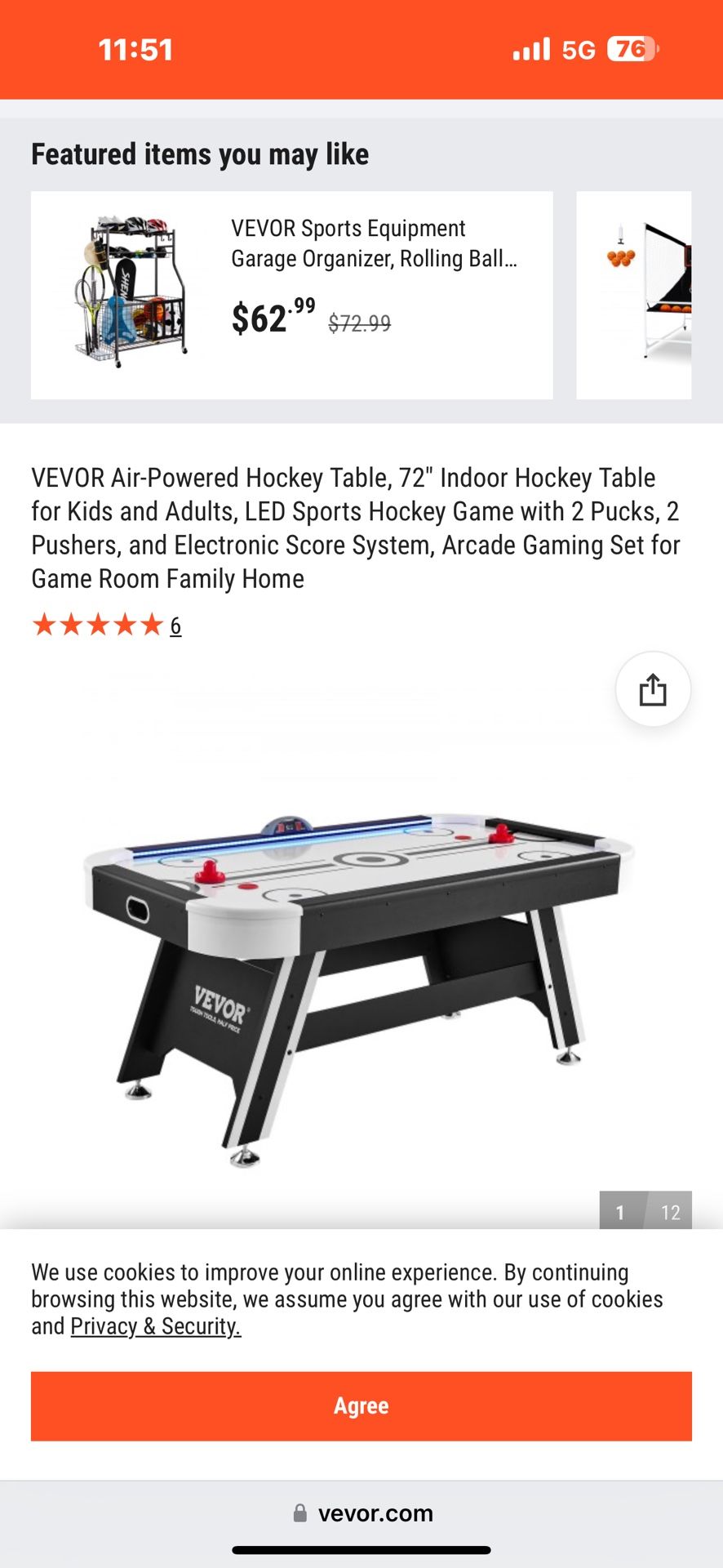 Electric Air Hockey Table