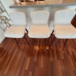 3 Article Sede Swivel Bar Stools- Walnut And Mist
