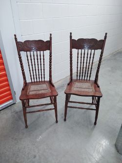 2 Antique High Back -Sugar Cane Chairs From Early 1900s 