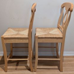 Napoleon Pottery Barn Style Natural Wood Bar Stools