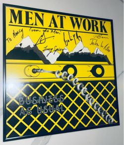 Men At Work signed by entire band, ‘Business As Usual’. Mint+ condition.