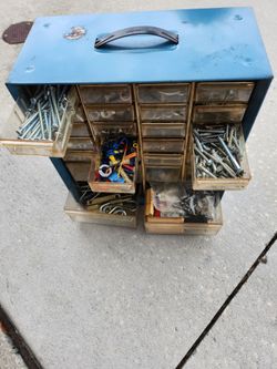 Vintage Akro-Mils 26 drawer metal storage cabinet
