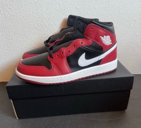 Nike Air Jordan 1 Mid Shoes Black Gym Red White DQ8426-061 Men's Size 10 New