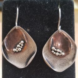 Two Tone Disc Earrings On Wires