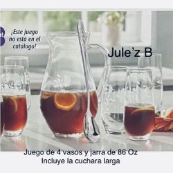 Set De 4 Vasos Altos Y Jarra De 86 Oz Nuevos En Sus Cajas 