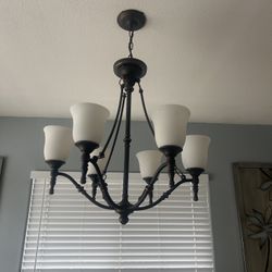 5-Light Oil-Rubbed Bronze Chandelier With Frosted Glass Shades 