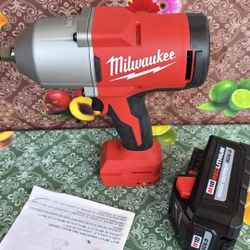 

Milwaukee
M18 18-Volt Lithium-Ion Brushless 1/2 in. High Torque Impact Wrench with Friction Ring.  With  High Output 6.0ah battery 