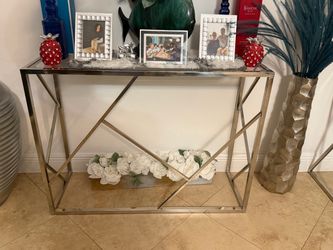 Sliver Metal Glass Table