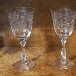 Fostoria Navarre Vintage Etched Crystal Goblets
