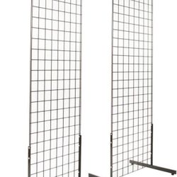2’ x 6’ Gridwall Panel Tower with T-Base Floorstanding Display Kit (2-Pack) – Black – NEW in Box