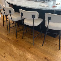 4 Counter Stools,  Cream And Black 