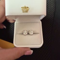 3 carat lab created diamond stud earrings platinum PT 950 passes diamond test certified