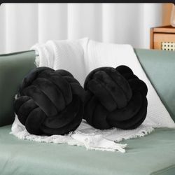 Set Of 2 Handcrafted Knotted Throw Pillow - Super Soft Plush Decorative Knot Pillows For Couch, Bed, Sofa, And Outdoor - Unique Handwoven Ball Throw P