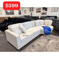 Boucle Fabric Living Room Sectional Sofa  