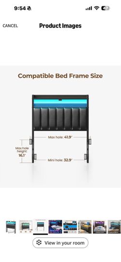 LED Upholstered Headboard with Storage Shelf
