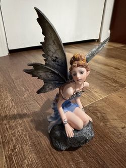 Gothic Fairy Figurine with Dark Wings