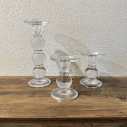Bubble glass pillar candle holders - Set of 3