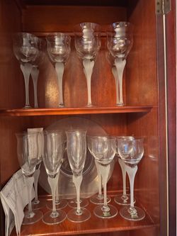 Vintage Mikasa Sea Mist Frosted Stem Crystal — 18 Piece Collection