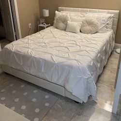 Queen  Size Bed Frame With Mattress All New Furniture And Free Delivery Free Installation 